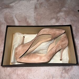 The J.Crew "Perfect" nude heel suede shoes